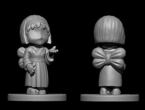 miniatura chibi japonês boneca mulher figura jogos brinquedos borda 3d print model - Mito3D