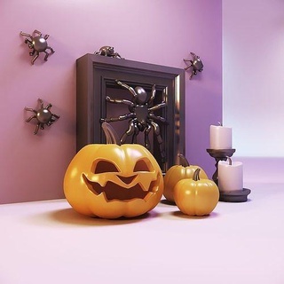 miniature dollhouse hellowen pumpkins spiders 3d printed stl files gabby toy lol store doll house furniture diy barbie set american chair table chairs games toys 3d print model - Mito3D