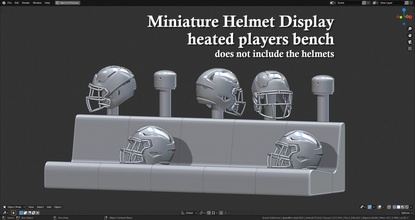 miniature helmets display diorama - heated players bench stand shrine football helmet nfl ncaa sideline rest hobby diy memorabilia 3d print model - Mito3D