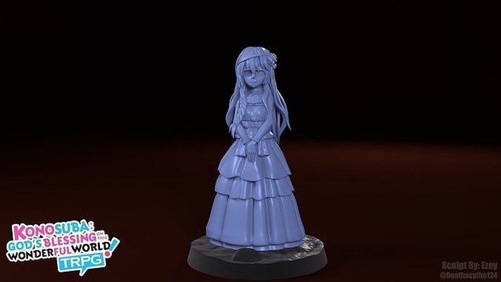 miniature iris konosuba tavolo figura miniatura carattere anime principessa avventuriero trpg isekai fantasia dungeons and dragons rpg femmina giochi giocattoli tavola 3d print model - Mito3D