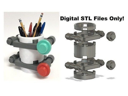 minikit pencil pen holder - digital stl files building block toy container star wars video game office 3d printing mini kit games toys 3d print model - Mito3D