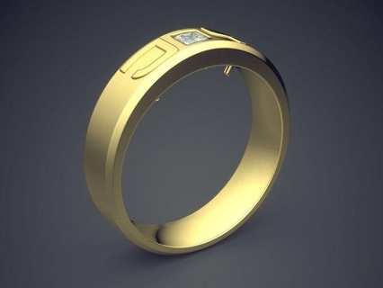 minimal design engraved golden ring diamond jewel jewellery jewelry rings wedding brilliant cad fashion beauty finger gem platinum printable detail 3d print model - Mito3D