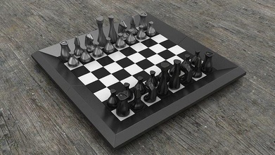 minimalism chess set gameplan wood intelligence queen wooden mate knight game brain mind competition pawn games toys board 3d print model - Mito3D