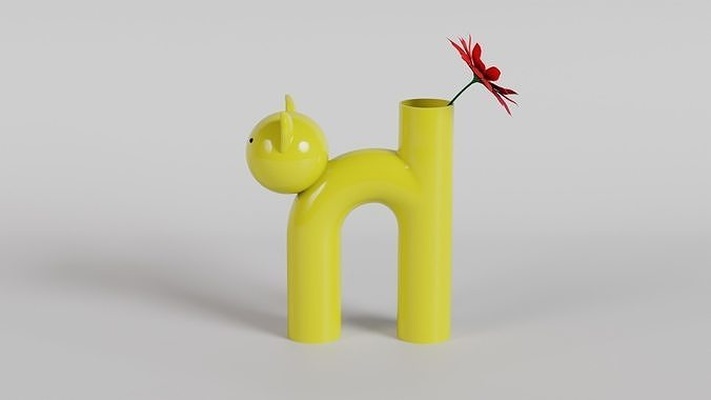 minimalista gatto figura vaso 3d stampabile casa arredamento stl amanti regalo decorativo moderno stampato digitale modello unico design animale scarica casa 3d print model - Mito3D