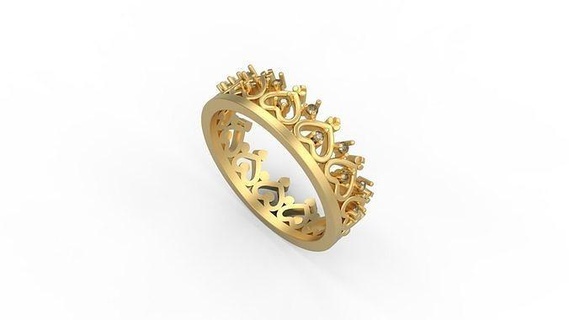 minimalist crown ring 02 gold jewel jewellry silver minimal solitaire diamonds love printable wedding jewelry rings 3d print model - Mito3D