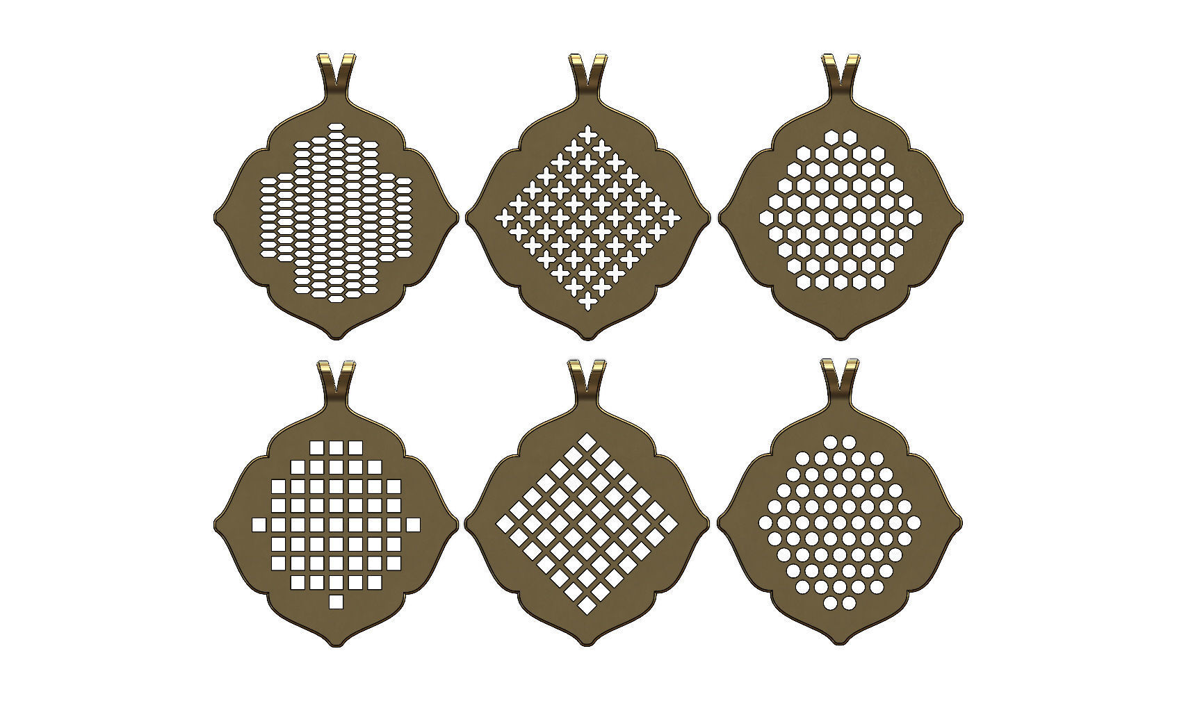 minimalista flor pingentes encantos or brincos joalheria ouro padronizar clássico imprimível prata ornamentado tradicional colar pingente moucharabieh árabe jóias brinco moda 3D print model - Mito3D
