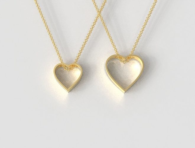 minimalista coração pingentes pingente ouro mínimo moda joalheria prata colar diamante amar imprimível jóias jóia Casamento anel 3D print model - Mito3D