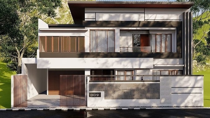minimalista casa diseño arquitectura construcción edificio madera ventana exterior arquitectónico hogar familia inmuebles cabina bungalow hormigón interior aire libre 3d print model - Mito3D