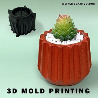 minimalist planter mold - 3d pot printing mould 3dprint concrete pla vase cement pour diy handmade geometric decor cast casting house 3d print model - Mito3D