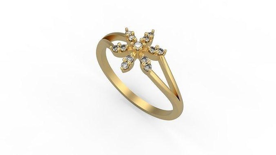 minimaliste bague 417 or bijou bijoux argent minimal lumière 1 4grams solitaire diamants l'amour imprimable mariage fleur anneaux 3d print model - Mito3D