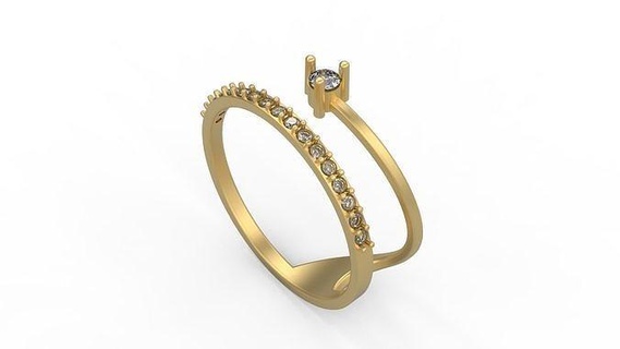 minimalistisch Ring 984 minimal Licht 1 4grams Solitär Diamanten Liebe druckbar Hochzeit Schmuck Ringe 3d print model - Mito3D