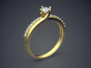 minimalistic textured diamond ring jewelry gold jewel jewellery rings wedding engagement brilliant cad gem platinum printable silver detail design 3d print model - Mito3D