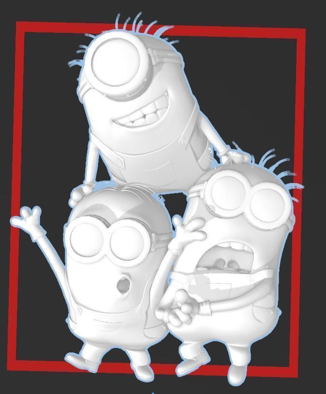 minions - group of 3 friends hi res 3d print file minion cartoon yellow comic funny hires good movie pixar toy 3dprint exciting gru despicable games toys 3D print model - Mito3D