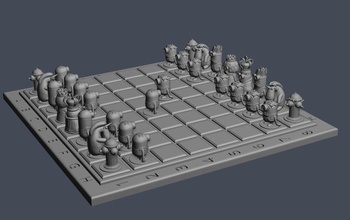 schergen schach 3d drucken jämmerliches stl schachbrett spielzeug kinder spiele spielzeuge tafel 3d print model - Mito3D
