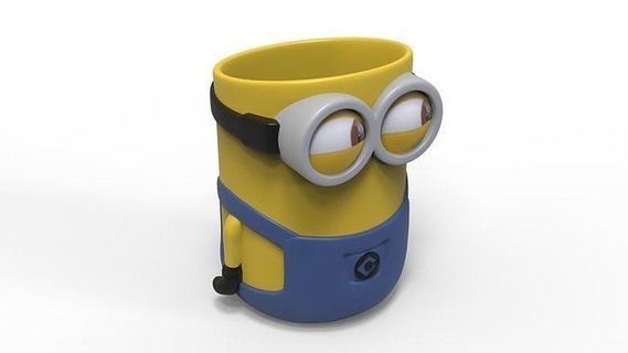 minions pencil holder pen 3d printed desk organizer kids printable office character inspired cute decoration cup figurines miniatures games toys 3d print model - Mito3D