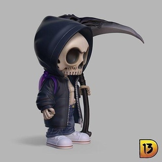 miniprint r001 - skull scythe skeleton toys bone action figure fantasy printable toy hoodie miniatures figurines games 3d print model - Mito3D