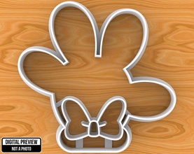 minnie mouse hand bow cookie cutter house food baking form fondant mold shape disney cartoon clubhouse friends kitchen dining 3d print model - Mito3D