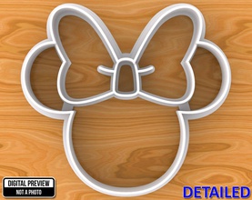 minnie mouse head bow cookie cutter food baking form fondant mold shape disney cartoon clubhouse friends house kitchen dining 3d print model - Mito3D