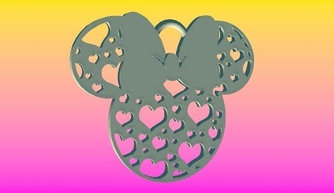 minnie rato corações enfeite Disney casa decoração 3D print model - Mito3D