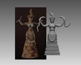 minoan snake goddess figurines knossos statue priestess household art sculpter sculptures 3d print model - Mito3D