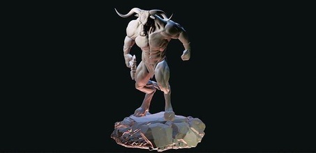Minotaur canavar yaratık fantezi kurgusal Warcraft mitoloji mitolojik Boğa efsane efsanevi savaşçı Bilim 3d print model - Mito3D