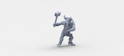 minotauro guerrero personaje fantasía guerra medieval caballero criatura arma juego mesa proteger juegos juguetes tablero 3d print model - Mito3D