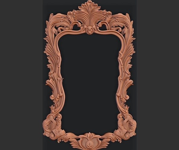 mirror decorative antique vintage style wall baroque ornate carved classic antique furniture mirror decorative vintage style wooden frame decor carve luxury fiberglass wood carving home interior villa hotel house accessories  3D print model - Mito3D