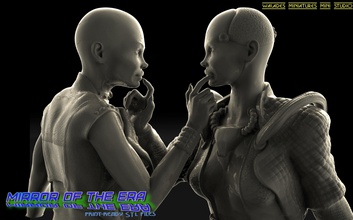 mirror of era statue sculpture man anatomy cyber cyborg woman art sculptures robot future galactic cybernetic human futuristic humanoid cosmo scifi fantasy alien 3d print model - Mito3D