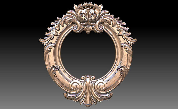 mirror frame 3d - cnc machine classic carving pattern vintage antique silver baroque modern renaissance bedroom reflection rococo furniture ornament picture house 3D print model - Mito3D