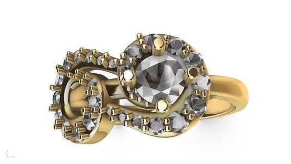 yansıtılmış sarmal elmas yüzük stl doğrulandı mücevher takı yazdırılabilir moda prototip oluşturma 3d cad şık tasarım modaya uygun cazibe mühür tasarımcı Beyan hafif Metin nişan düğün yüzükler 3d print model - Mito3D