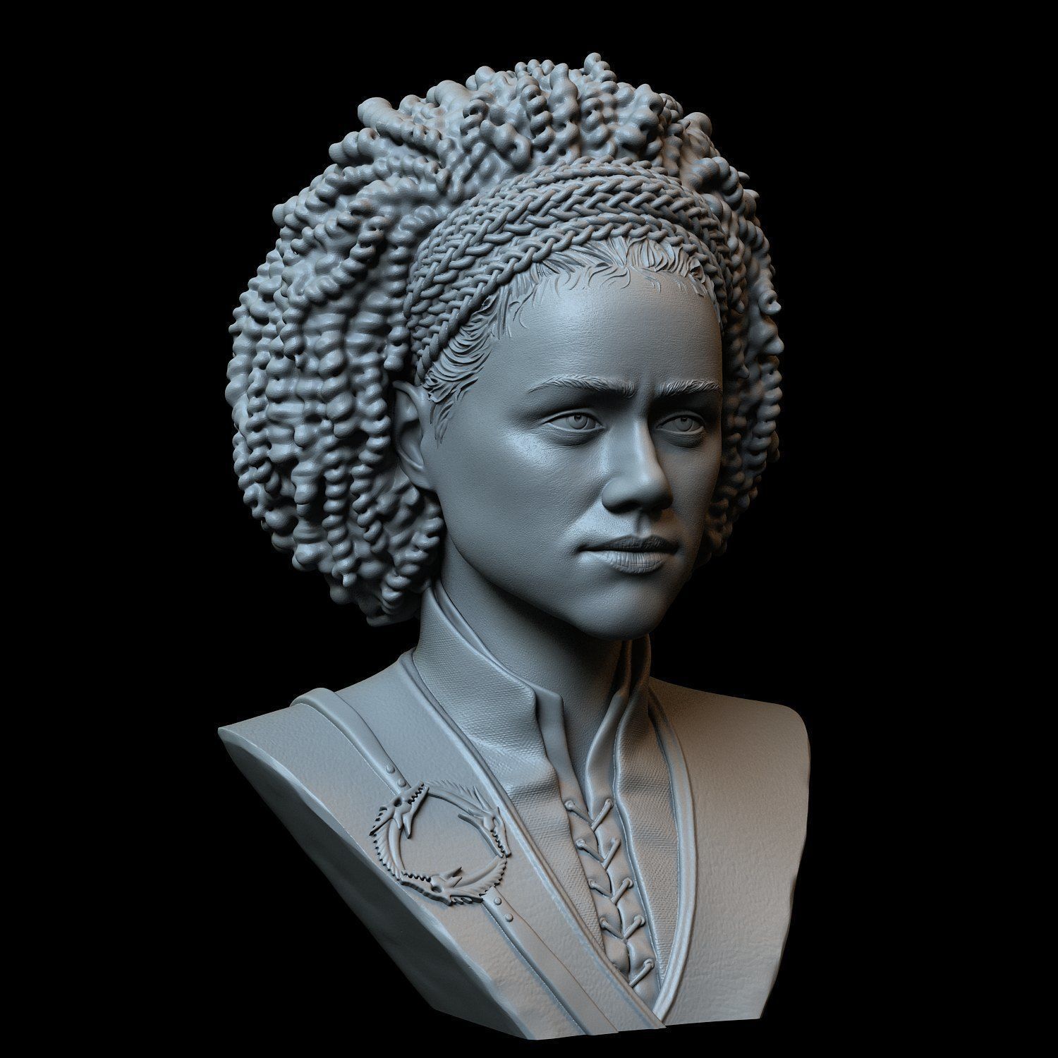 missandei jeu of trônes nathalie emmanuel personnage tv séries hbo trône fer buste statue sculpture 3dprinting sidnaique ressemblance art sculptures 3D print model - Mito3D