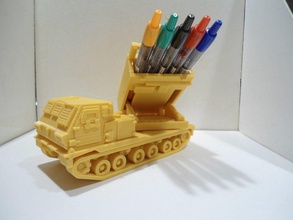 missiles launcher truck pen pencil holder model gadget printing desktop office gadgets military tank decoration toy games toys vehicle 3d print model - Mito3D