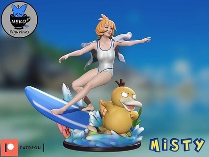 misty - stl pokemon heartgold soulsilver female psyduck gymleader presupported model miniatures 3dprint games nekofigurine toys resin pokeball game ash toy 3d print model - Mito3D