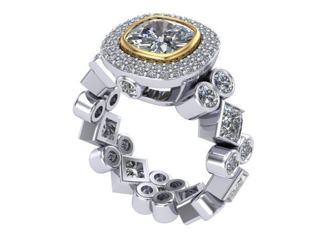 mixed ring jewelry diamond golden silver rings 3D print model - Mito3D