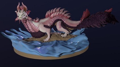 mizutsune monstro caçador monstros tomar sol dragão criaturas capcom jogos brinquedos 3d print model - Mito3D