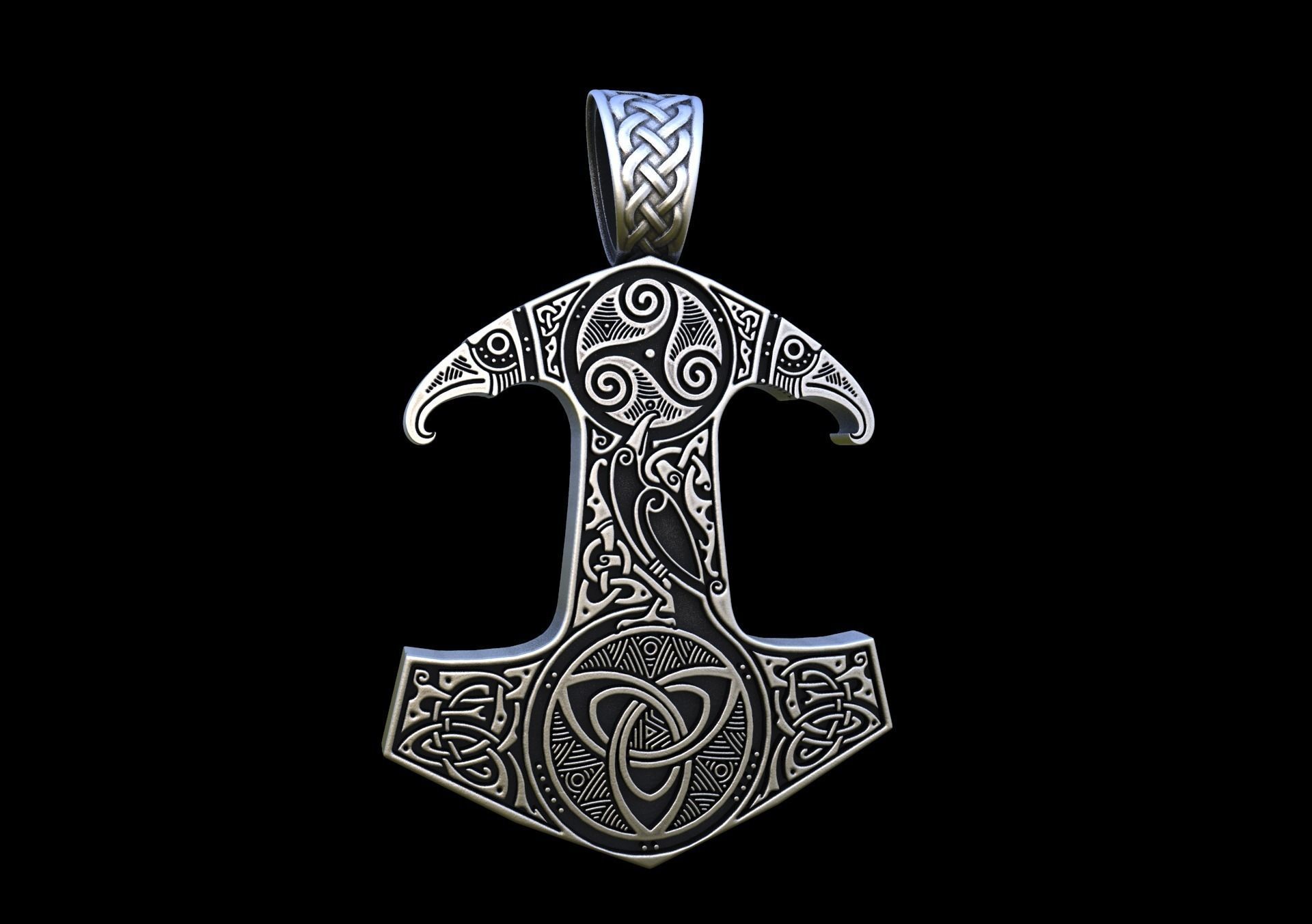 mjolnir viking marteau pendentif thor norrois celtique nouage mythologie celtiques nœud tonnerre grom bijoux pendentifs 3D print model - Mito3D