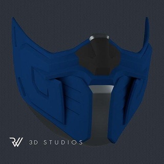mk11 sub zero máscara v14 stl expediente mortal kombat mk cero azul cosplay Arte escaneos réplicas 3d print model - Mito3D