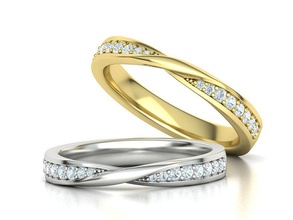 mobius diamante Casamento banda mulheres anel 3dmodel 3mm Largo joalheria noivado torcido haste delicado moda 3d print model - Mito3D