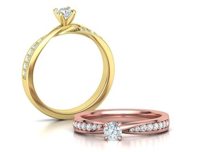 mobius noivado diamante anel garra Projeto 4mm pedra joalheria Casamento imprimível torcido haste solitário EUA Canadá uk Itália 3d print model - Mito3D