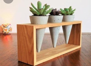 model concrete plant stand three succulents in it house decoration vase houseware furniture family residental art 3d print model - Mito3D
