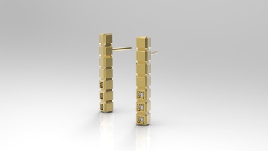modell 119 chopard facette 3 diamant ohrring eis würfel rein schmuck geschenk gold silber druckbar juwel mode gittergewebe bereit drucken ohrringe 3d print model - Mito3D