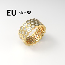 model 120 honeycomb pave diamond ring eu size jewelry gold silver printable jewel jewellery gem fashion engagement print mesh ready rings 3d print model - Mito3D