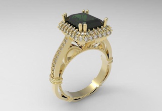 modèle 120 anneau de pierre taille émeraude bijoux l'anneau l'émeraude coupe gem 3d imprimable or d'argent exclusif d'origine la mode ronde style les anneaux 3d print model - Mito3D