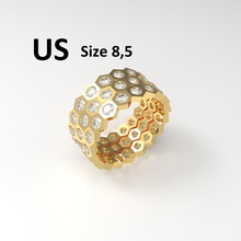 modelo 121 de nido abeja allanar anillo diamantes nosotros tamaño la joyería oro plata el diamante imprimible joya boda gem moda nuevo impresión listo malla los anillos 3d print model - Mito3D