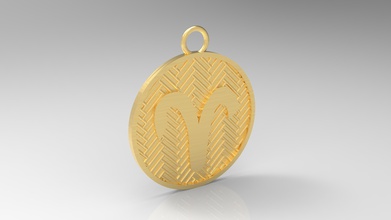 model 124 aries necklace horoscope zodiac sign jali jewelry gold silver jewel jewellery printable astrological texture fashion ready virgo scorpio pendant necklaces 3d print model - Mito3D