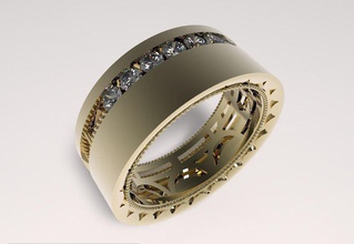 Modell 127-band Schmuck band ring 3d bedruckbar ist gold Silber gem diamond Diamant-ring Hochzeit Mode-ring Ringe 3d print model - Mito3D