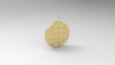 model 127 cancer necklace horoscope zodiac sign jali jewelry gold silver printable jewel jewellery sterling pendant astrological scorpio virgo new fashion texture necklaces 3d print model - Mito3D