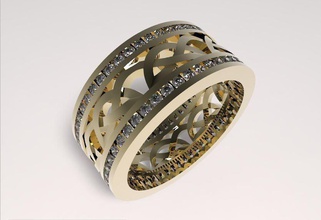 model 130 band jewelry ring 3d jewellry printable gold silver gem diamond round wax printing celtik rings 3d print model - Mito3D