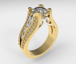 model 134 ring jewelry 2tone 3d jewellry printable gold silver diamond gem round engagement original escvlusive printing fashion jewel rings 3d print model - Mito3D