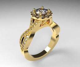 Modell 135 ring Schmuck 3d bedruckbar ist gold Silber diamond gem Stein engagement drucken Wachs Diamant-ring Mode-ring original exklusiv Ringe 3d print model - Mito3D